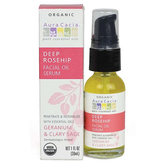 Aura Cacia Deep Rosehip Facial Oil Serum 1 fl. oz.