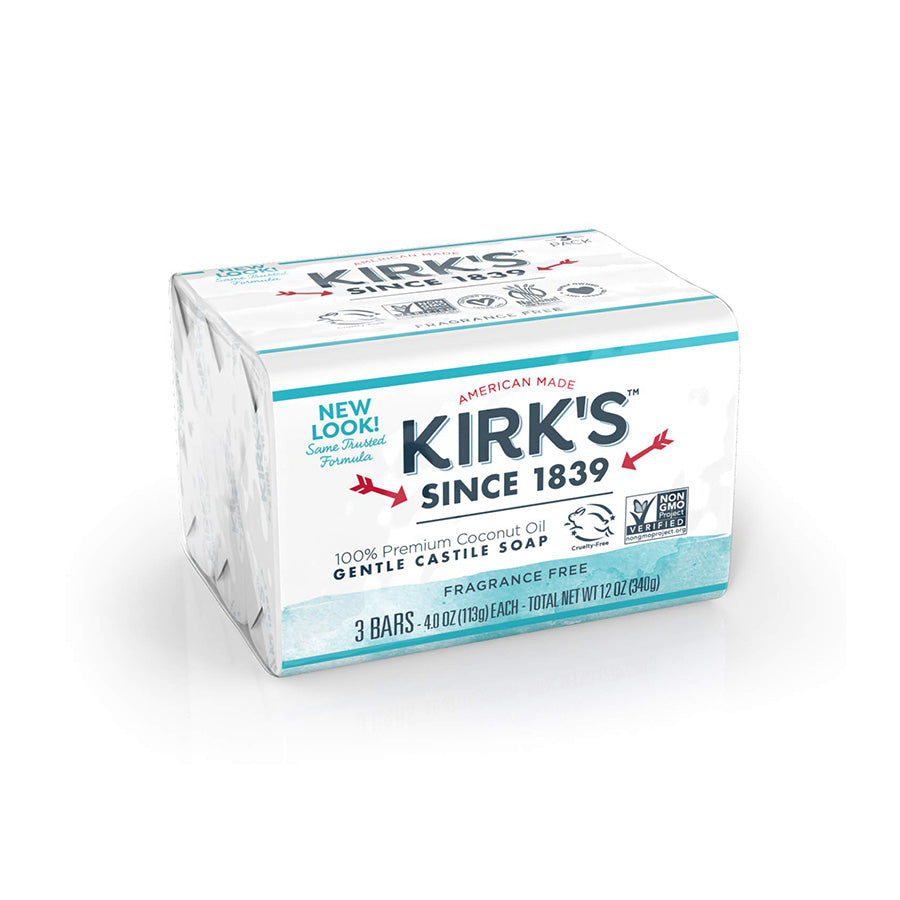Kirk's Fragrance Free Coco Castile 3-pack Bar Soap 4 oz.