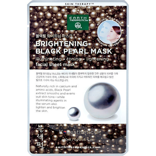 Earth Therapeutics Skin Therapy Black Pearl Facial Sheet Mask 1 count